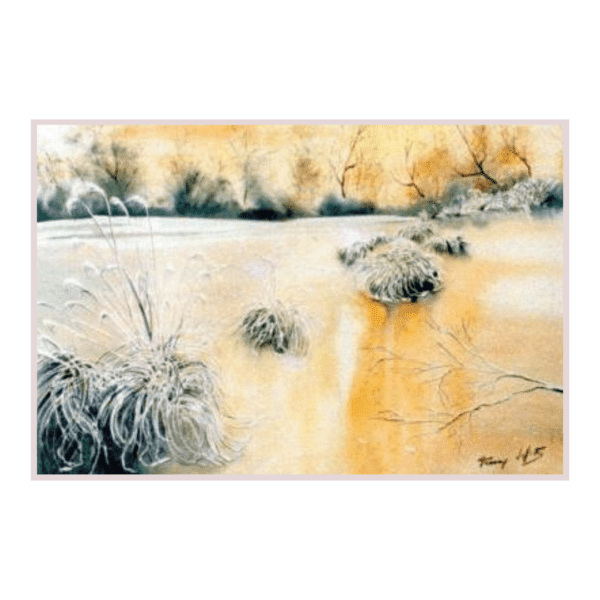 Lac gelé | Peinture Aquarelle 40x30 cm Fanny Laffitte artiste peintre, aquarelliste & énergéticienne